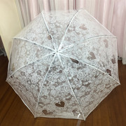 小清新爱心白公主(白公主，)伞花边影楼拱形，透明伞浪漫仿蕾丝塑料三折伞