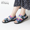pansy日本夏季女士凉鞋，厚底交叉带平底软底，轻便舒适妈妈凉鞋