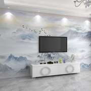 新中式水墨山水画墙纸客厅电视背景，壁布卧室壁纸，影视墙布定制壁画