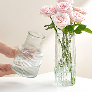 欧式简约现代玻璃花瓶，透明水养玫瑰百合富贵竹，客厅餐桌插花瓶摆件