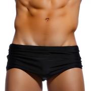 UXH外贸男士 纯色黑色锦纶平角泳裤简约宽松大码时尚泳裤跨境货源