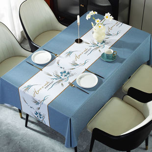 桌布防水防油免洗防烫中式长方形餐桌台布欧式茶几，布pvc家用桌垫