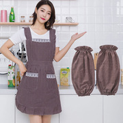 防水围裙女棉布家用厨房做饭防油罩衣韩版日式时尚餐厅工作服