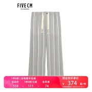 5cm/FIVECM男装宽松长裤22夏季慵懒睡衣风条纹直筒裤6106S