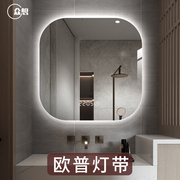 欧普led灯带浴室镜子挂墙式圆形智能镜卫生间发光化妆镜高清除雾