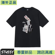 海外stussy斯图西23纸牌系列，印花潮宽松短袖，男女情侣t恤