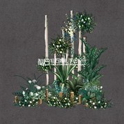 zj163森系绿植白桦树木桩热带，高植物(高植物)舞台背景，婚礼手绘素材ps文件