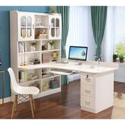 实木转角电脑桌家用墙角，台式书桌书架书柜一体，组合写字学习桌