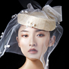 韩式小礼帽新娘包头纱(包头纱)软纱时尚，帽子结婚礼旅拍复古造型舞台时装秀