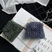 手工方形自制原创串珠包diy材料包链条斜挎百搭编织包包成品礼物