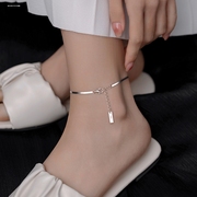 银色蛇骨脚链女ins小众设计脚环网红时尚轻奢不掉色个性简约足链
