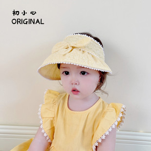 婴儿帽子夏季薄款透气男女宝宝空顶，太阳帽韩版儿童出游防晒遮阳帽