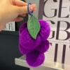 真獭兔毛球紫色葡萄钥匙扣挂饰创意玩偶包包配饰毛绒球水果挂件