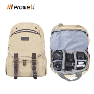 Prowell 相机包背包双肩适用佳能尼康索尼单反复古帆布微单摄影包