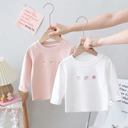 童装女童草莓刺绣打底衫纯棉，婴儿衣服儿童上衣女，宝宝长袖t恤春秋
