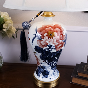 现代中式陶瓷台灯卧室床头柜客厅书房别墅会所装饰手绘花开富贵