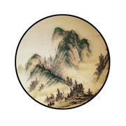 招财风水新中式圆形装饰画山水钉子画客厅玄关立体实物挂画可定制