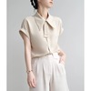 法式夏季复古短袖衬衫，女士设计感小众气质职业，ol通勤雪纺上衣