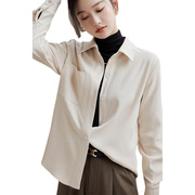 爱依轩法式灯芯绒衬衫，设计感小众上衣时尚，洋气纯色长袖衬衣