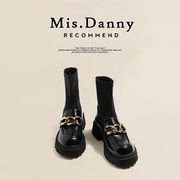 Mis.Danny袜靴女2021年马丁靴子加绒英伦风松糕厚底女靴