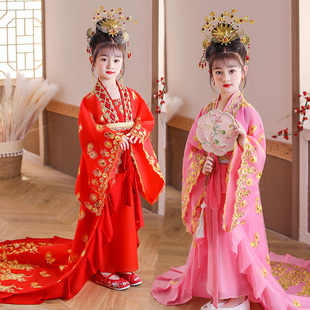 儿童古装贵妃服装女童宫廷汉服，公主中国风，女孩唐朝皇后娘娘演出服