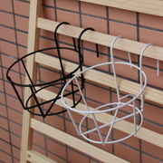 防锈壁挂圆形铁框花盆架带双钩包胶铁质挂墙上花篮架子欧式铁筐架