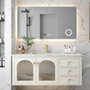 美式轻奢浴室柜吊柜岩板实木卫浴柜镜柜组合现代橡木智能洗脸盆柜