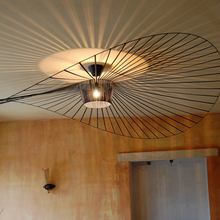 北欧现代简约艺术餐厅手工编织布艺客厅卧室吊灯酒店草帽装饰灯具