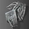 干活穿的裤子男夏季建筑工地薄款透气收口束脚迷彩裤耐磨脏运动裤