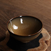 黄长伟大师手工杯哥窑铁胎陶瓷功夫茶具茶杯普洱杯青瓷米黄釉茶碗