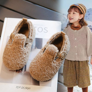 童鞋毛毛鞋女童，豆豆鞋2023冬季韩版棉鞋