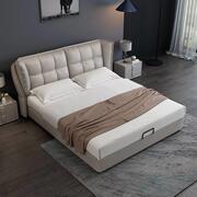 真皮床现代简约1.8米双人床主卧储物软床1.5米北欧榻榻米真皮床