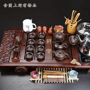 鸿冠整套紫砂陶瓷功夫茶具套装木制茶盘四合一自动电磁炉茶台茶海