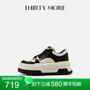 ThirtyMore厚底增高板鞋2023休闲运动女鞋厚底黑白熊猫鞋平底舒适