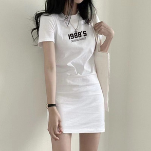 2024年半袖女夏宽松韩版原宿白色，上衣设计感小众短袖t恤ins潮