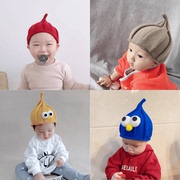 韩版儿童尖尖帽秋冬男女宝宝毛线帽加绒婴儿针织帽新生儿保暖加厚
