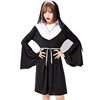 万圣节修女服 2021成人唱诗班黑色修女裙cosplay派对服游戏服