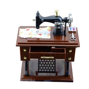 中式复古怀旧老物件缝纫机，八音盒客厅酒柜书架装饰摆件家居饰品
