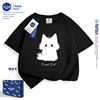 NASA小猫女童短袖t恤2024夏季纯棉宽松洋气女孩上衣儿童夏装