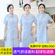 护士服短袖女夏装娃娃领蓝大褂，套装圆领制服，两件套蓝色长袖工作服