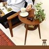 日式时尚小茶几现代简约圆桌双层小户型实木客厅卧室边几咖啡角几