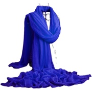 宝蓝色丝巾女超大3米围巾，秋款旅游拍照纱巾长款海边沙滩巾薄披肩