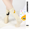 damahoov秋季原创设计感袜子女时尚个性，插画ab版纯色中筒袜