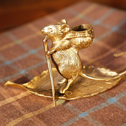 老铜鼠摆件手工艺品动物吉祥物招财风水本命年桌面装饰品生肖鼠