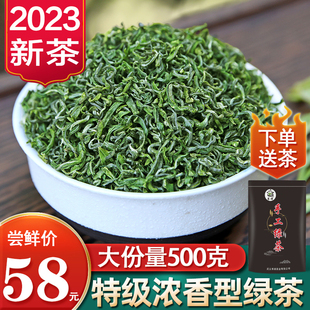 特级绿茶2023年新茶叶明前高山云雾炒青春茶日照充足浓香散装500g