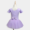 儿童舞蹈服夏季短袖，女童六一演出服，纱裙蓬蓬裙练功服芭蕾舞裙紫色