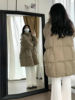 灰色立领中长款面包服女冬季2023设计感小众oversize加厚棉服