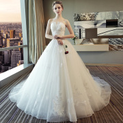 婚纱礼服新娘拖尾小个子2023白色抹胸蕾丝简约仙气质森系婚纱