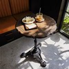 阿特思复古实木铁艺咖啡，桌美式圆桌，中古家具loft风法式甜品店桌椅