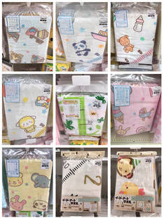 日本本土西松屋新生儿浴巾宝宝纱布洗澡巾婴儿纯棉包被盖毯带刻度